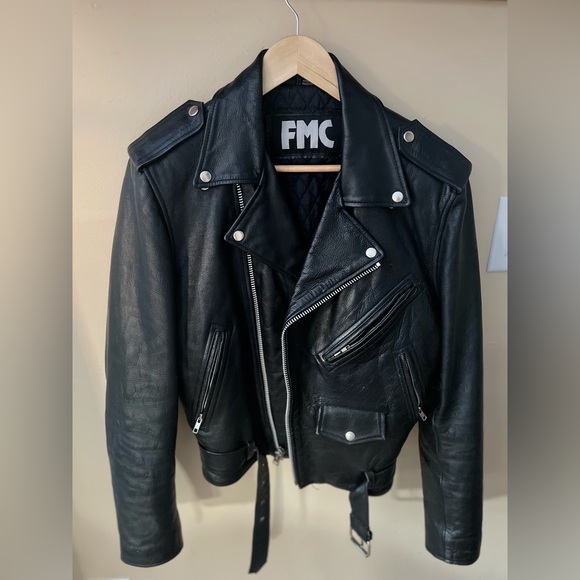 Vintage FMC Classic Black Leather Motorcycle Jacket❤️🏍️ - Picture 1 of 16
